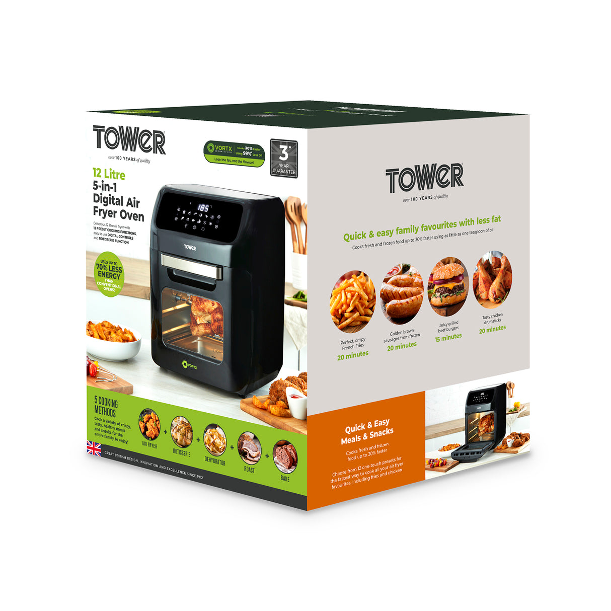 Tower Vortx T17128 12L Digital Air Fryer Oven Black