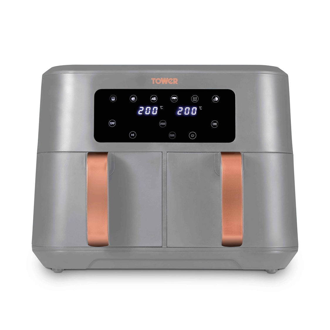 Tower Vortx T17137GRY 8.5L Digital Dual Basket Air Fryer Grey/Rose Gold