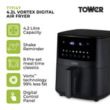 Tower Vortx T17147 4.2L Digital Basket Air Fryer Black