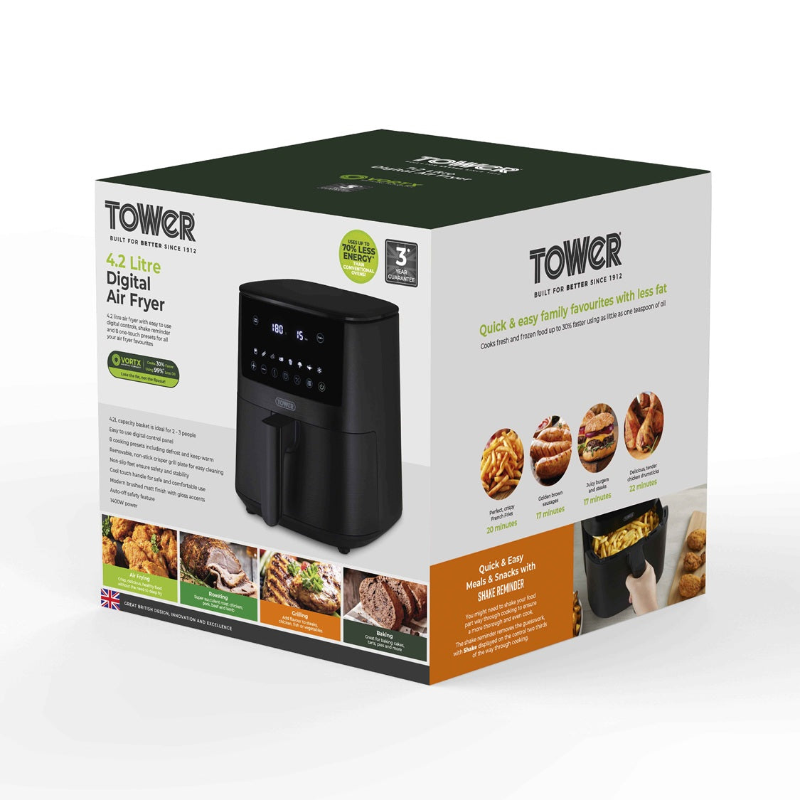 Tower Vortx T17147 4.2L Digital Basket Air Fryer Black