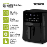 Tower Vortx  T17149 7.2L Digital Basket Air Fryer Black