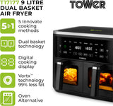 Tower Vortx Vizion T17177 9.0L Digital Dual Basket Air Fryer Black