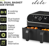 Tower Vortx Elite T17194 8.0L Dual Basket Digital Air Fryer Black