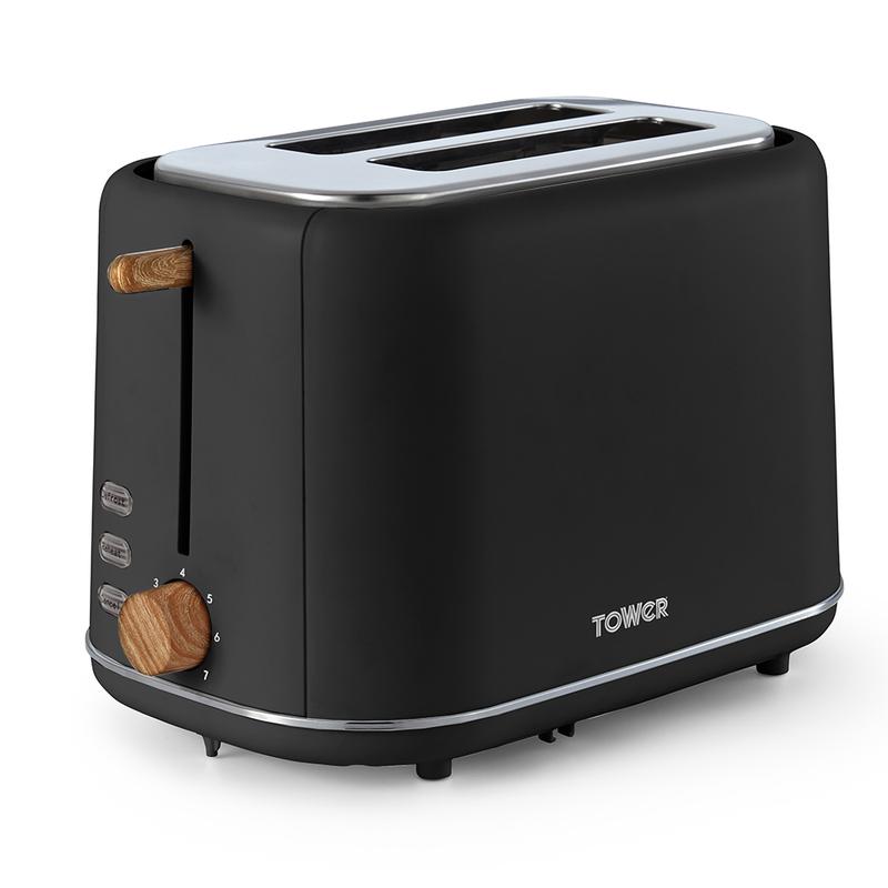 Tower Scandi T20027BLK 800W 2-Slice Toaster Black
