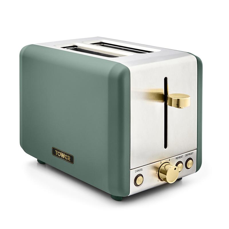Tower Cavaletto T20036JDE 800W 2-Slice Toaster Jade Green