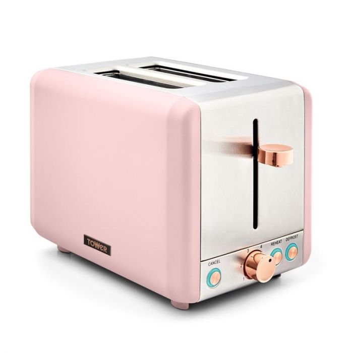 Tower Cavaletto T20036PNK 800W 2-Slice Toaster Marshmallow Pink