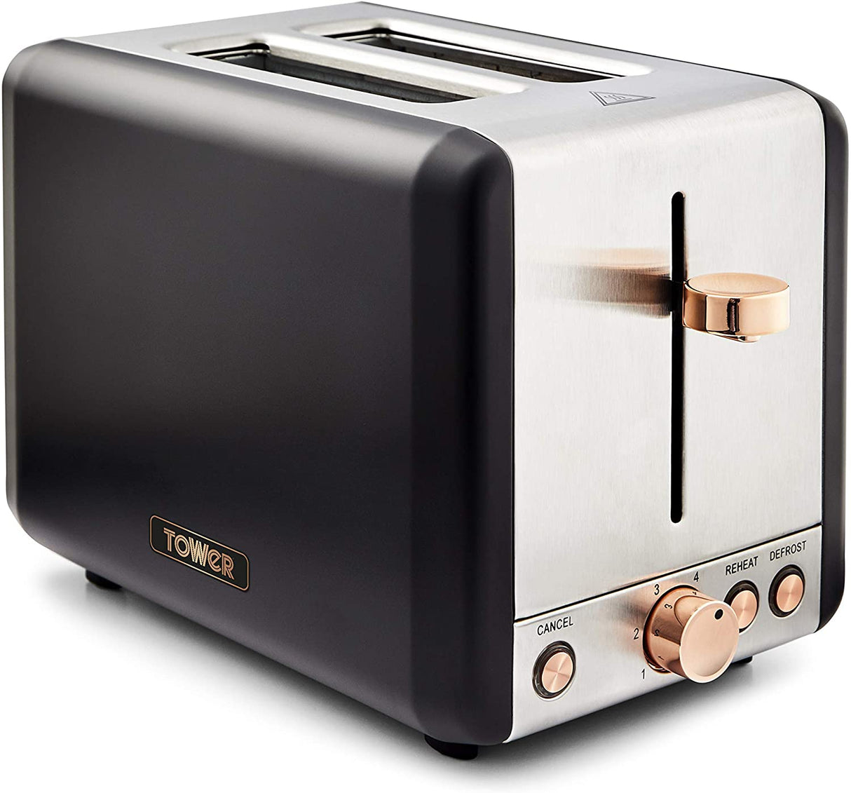 Tower Cavaletto T20036RG 800W 2-Slice Toaster Black/Rose Gold