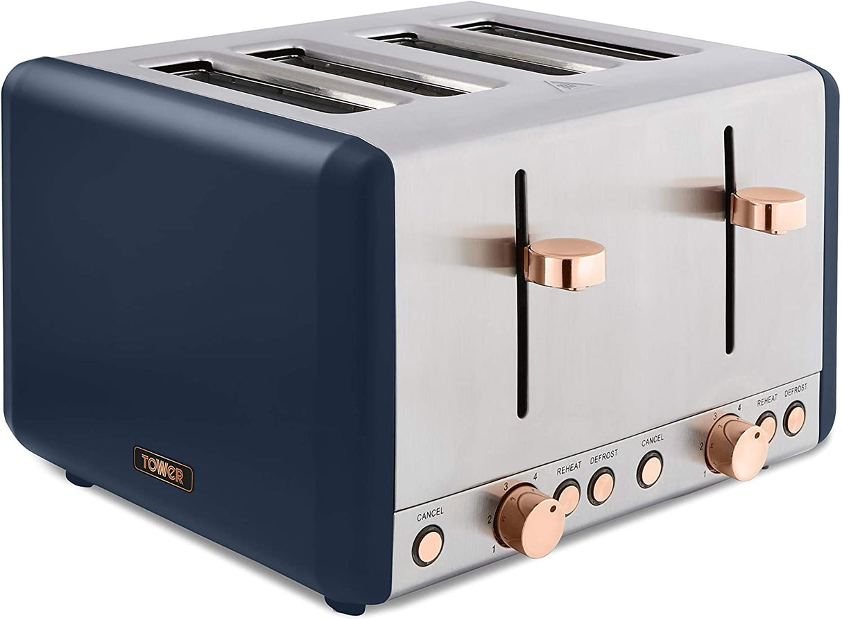 Tower Cavaletto T20051MNB 1800W 4-Slice Toaster Midnight Blue