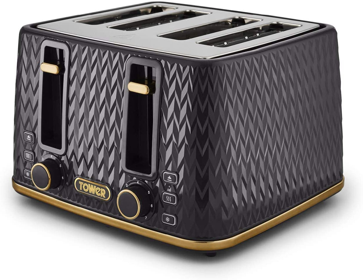 Tower T20061BLK Empire 4-Slice Toaster Black