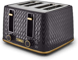 Tower T20061BLK Empire 4-Slice Toaster Black