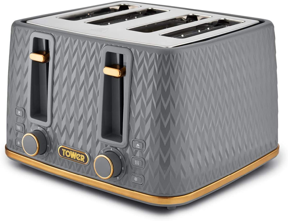 Tower T20061GRY Empire 4-Slice Toaster Grey