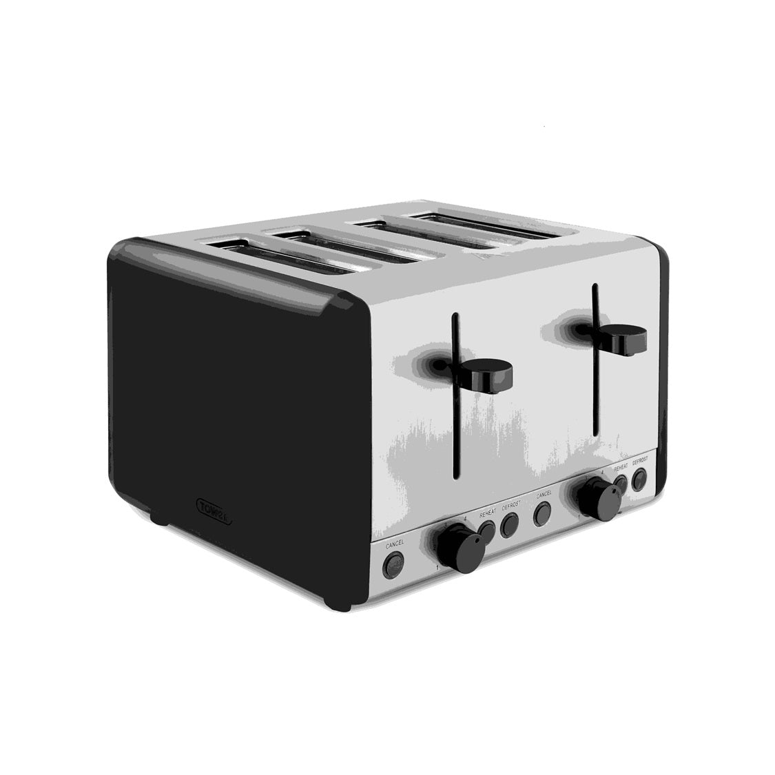Tower Sera T20086BLK 1600W 4-Slice Toaster Black