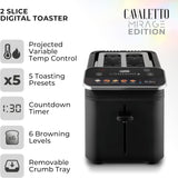 Tower Mirage T20096BLK 925W 2-Slice Digital Toaster Black