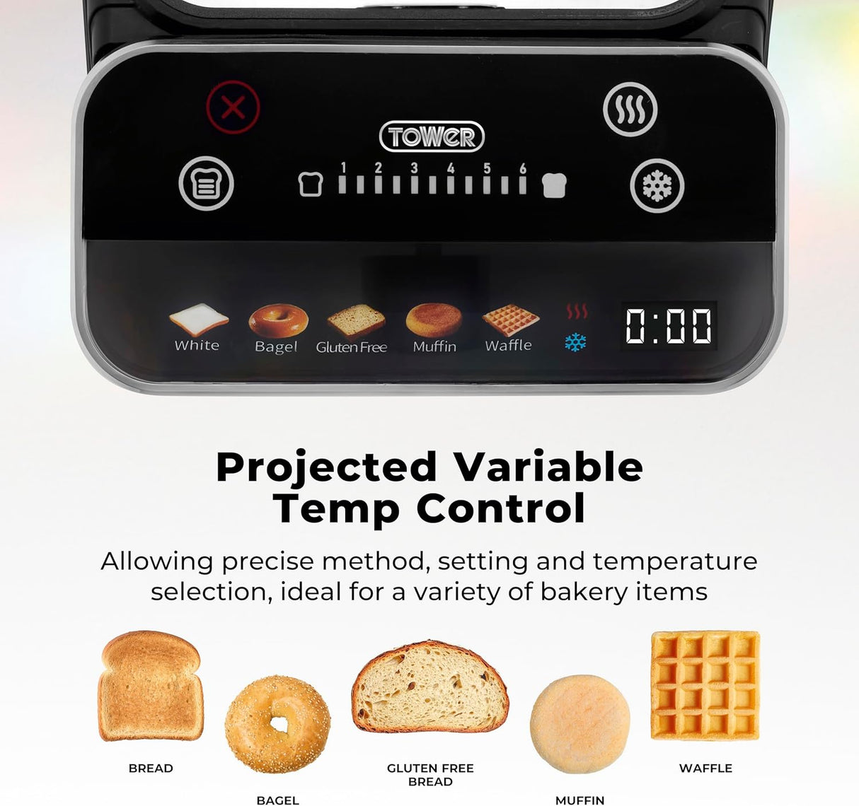 Tower Mirage T20096BLK 925W 2-Slice Digital Toaster Black