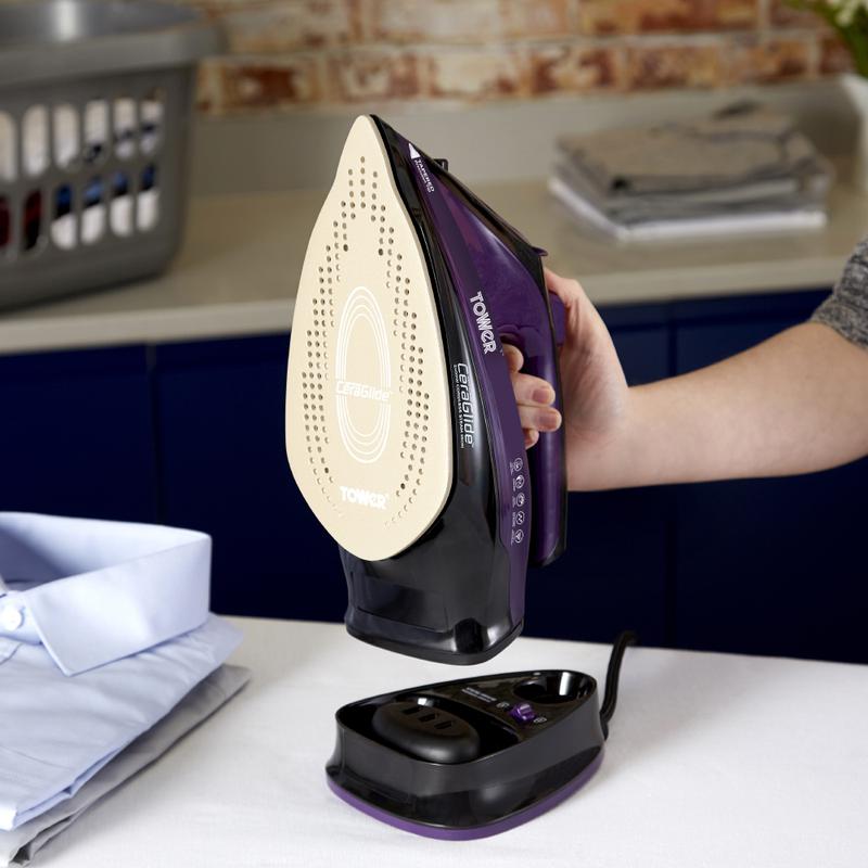 Tower T22008 2400W Corded/Cordless Steam Iron Purple