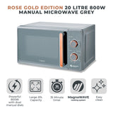 Tower T24038RGG Cavaletto 800W 20L Manual Microwave Oven Grey/Rose Gold