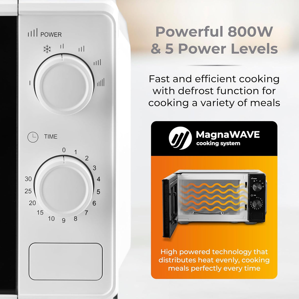 Tower T24044WHT 800W 20L Manual Microwave Oven White