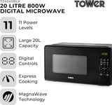 Tower T24045BLK 800W 20L Digital Microwave Oven Black