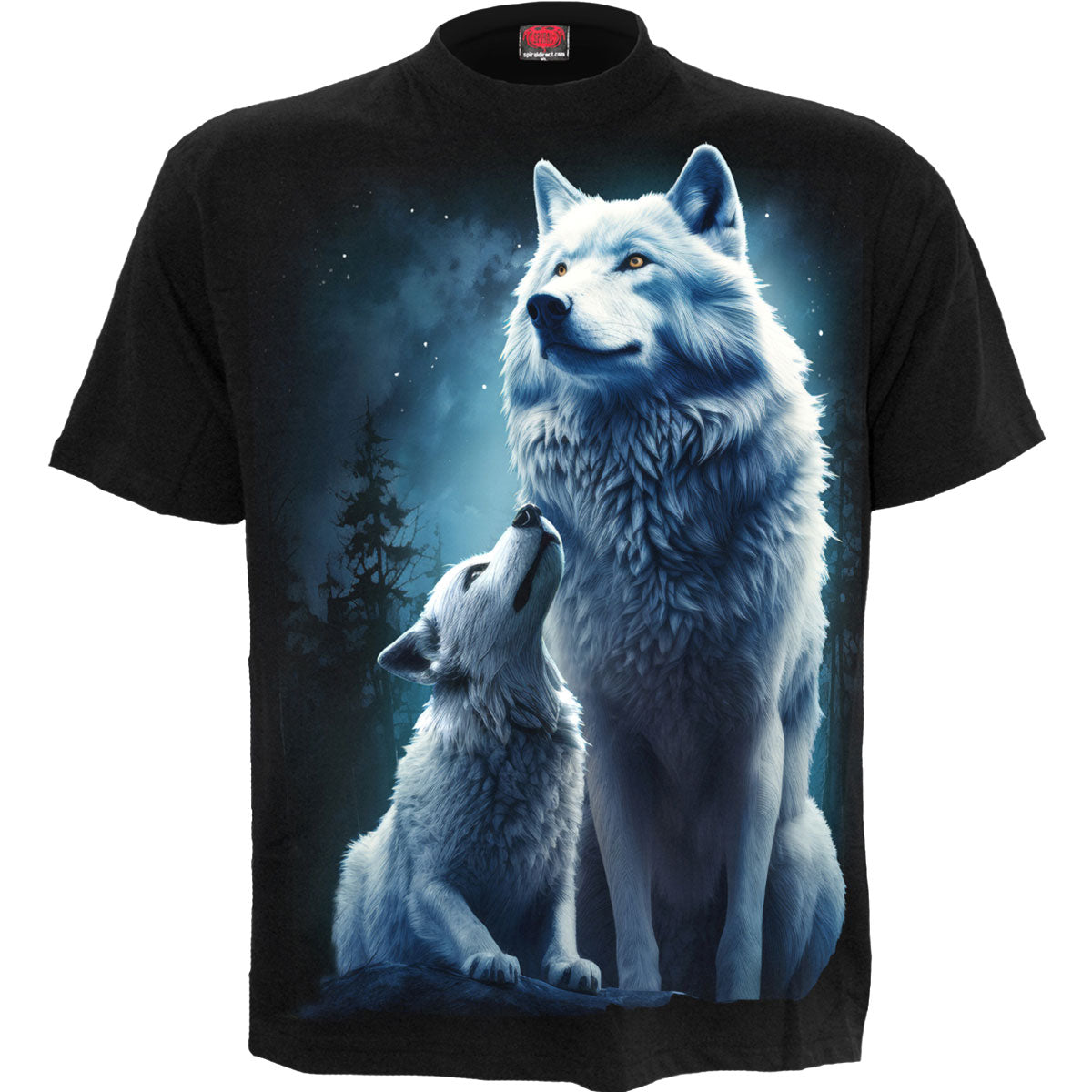 Spiral Unisex T-Shirt Wolf Guardian (Back Print) Black (M)