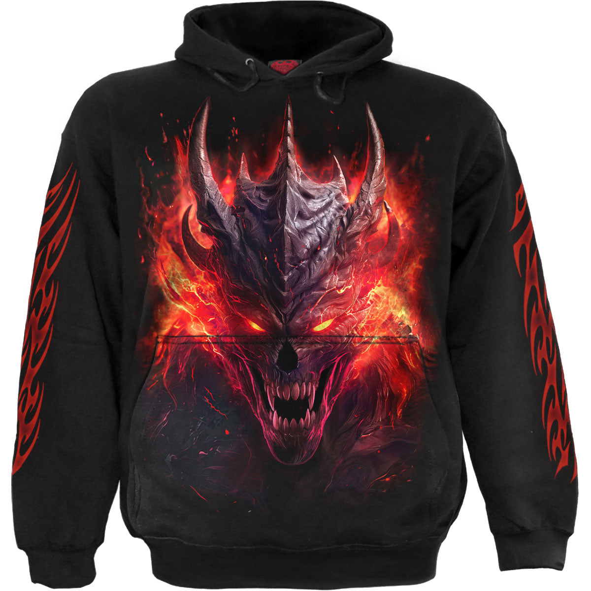 Spiral Unisex Pullover Hoodie Riff Burner (Back & Sleeve Print) Black (XXL)