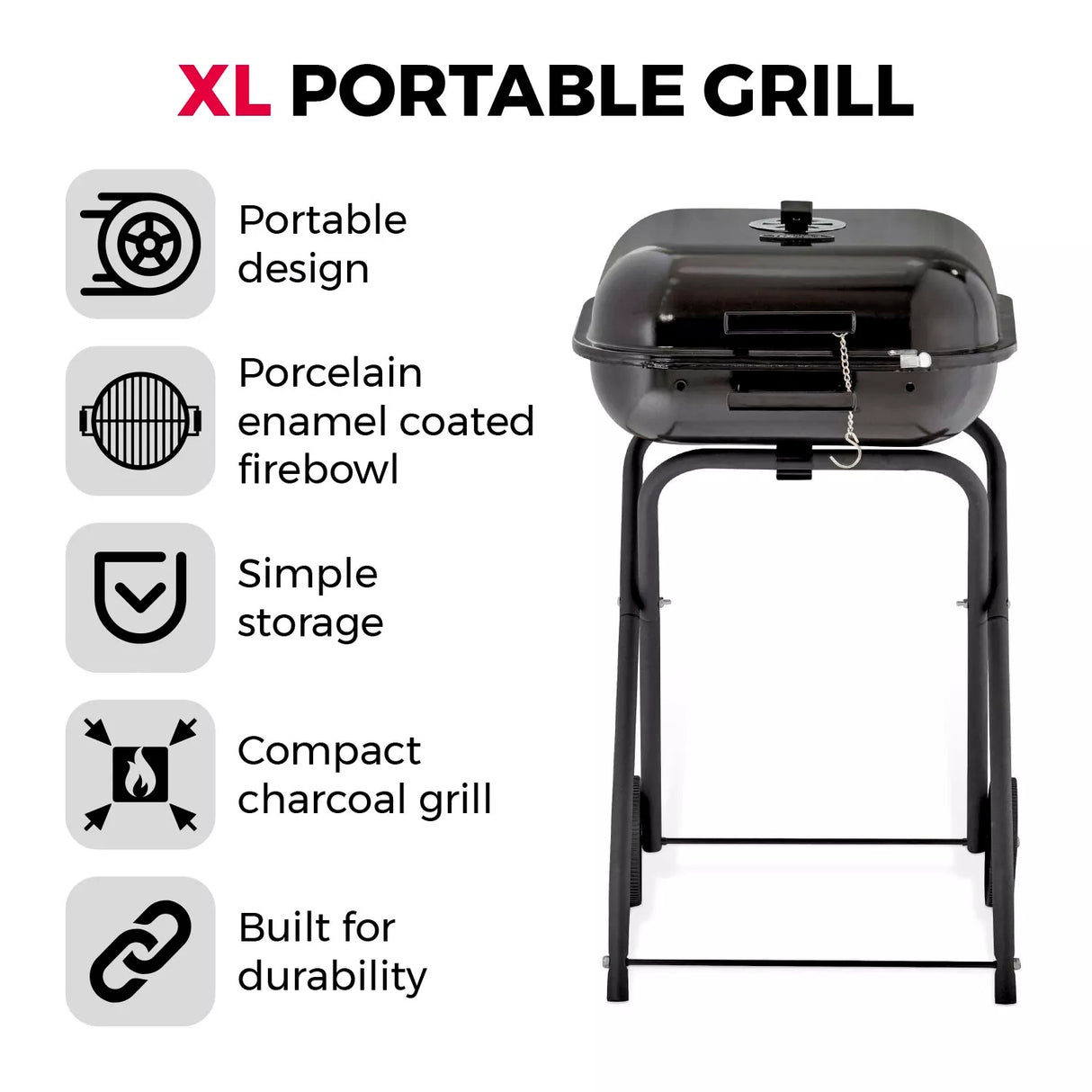 Tower Compact Portable Grill Charcoal BBQ