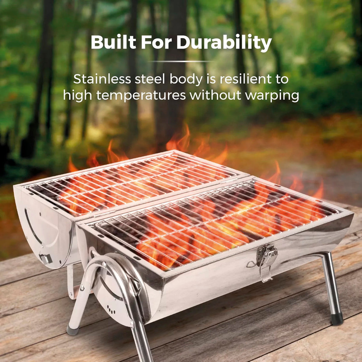 Tower Portable Barrel Grill Charcoal BBQ Stainless Steel
