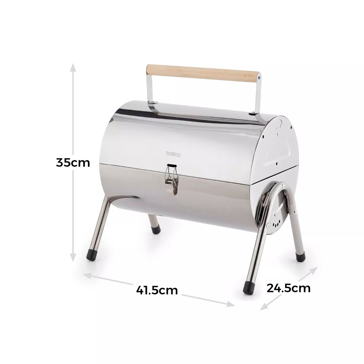 Tower Portable Barrel Grill Charcoal BBQ Stainless Steel