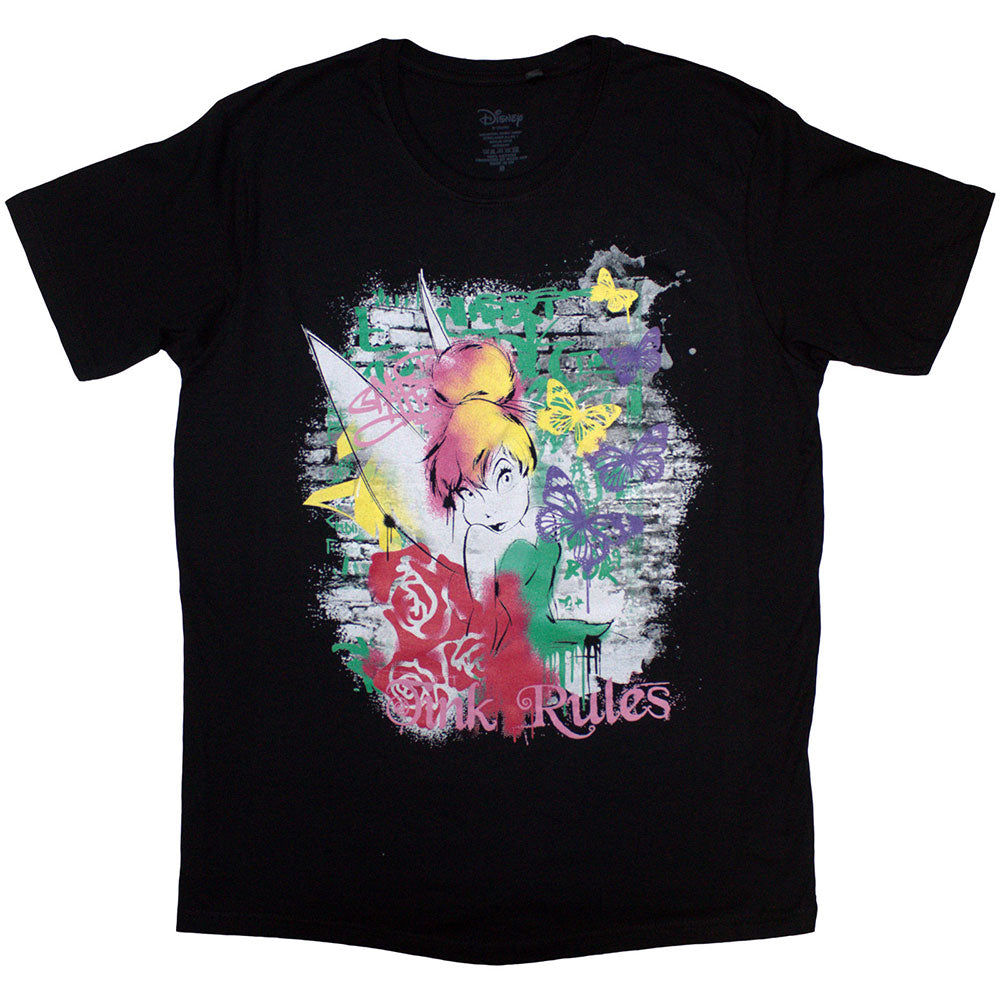 Disney Tinker Bell Unisex T-Shirt Tink Rules Black (L)