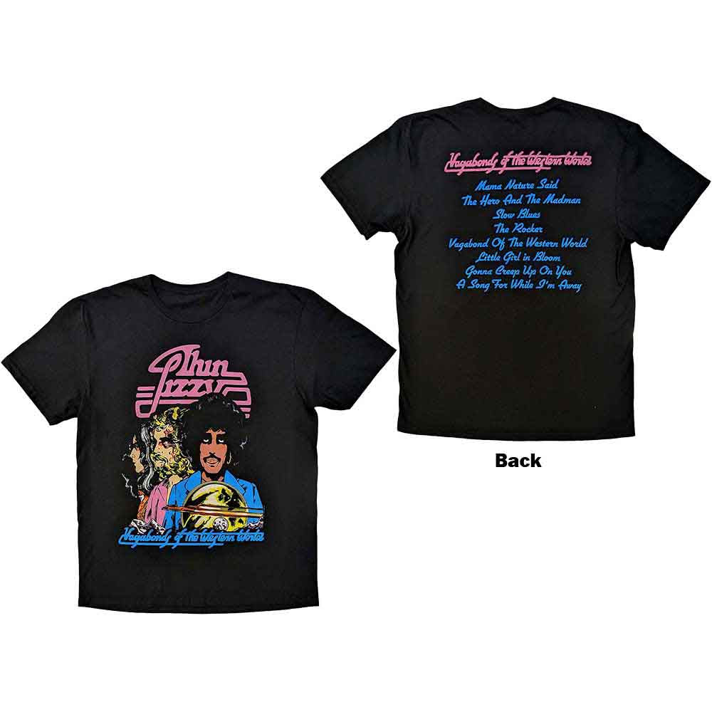 Thin Lizzy Unisex T-Shirt Vagabonds of the Western World Tracklist Black (XL)