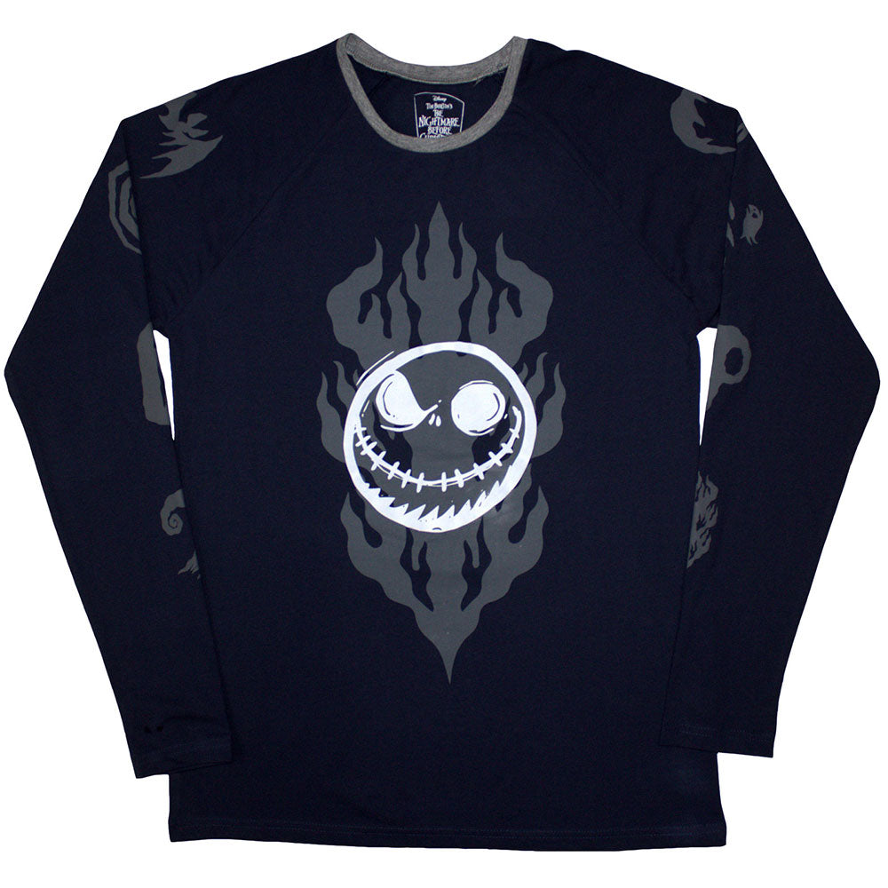 Disney Unisex Long Sleeve T-Shirt The Nightmare Before Christmas Flaming Jack Blue (M)