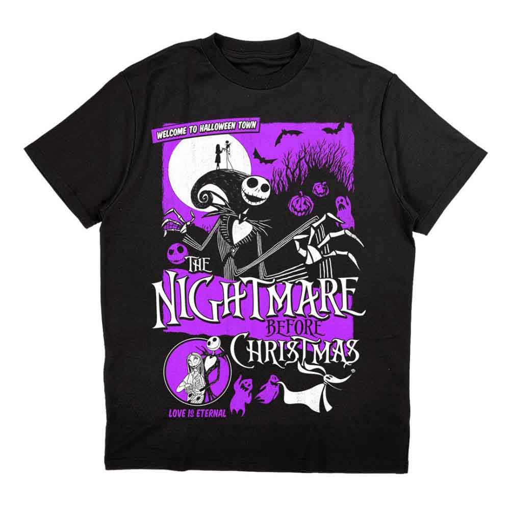 Disney Unisex T-Shirt The Nightmare Before Christmas Welcome To Halloween Town Black (M)