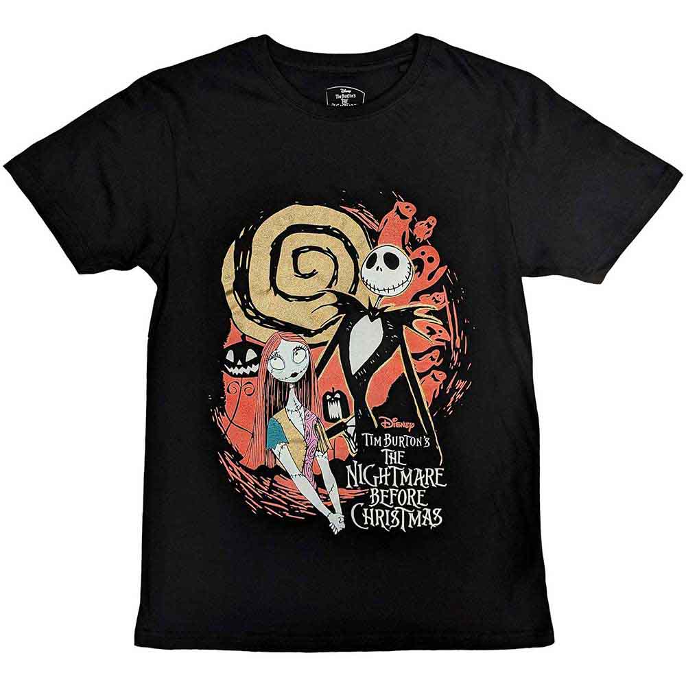 Disney Unisex T-Shirt The Nightmare Before Christmas Ghosts (Embellished) Black (L)