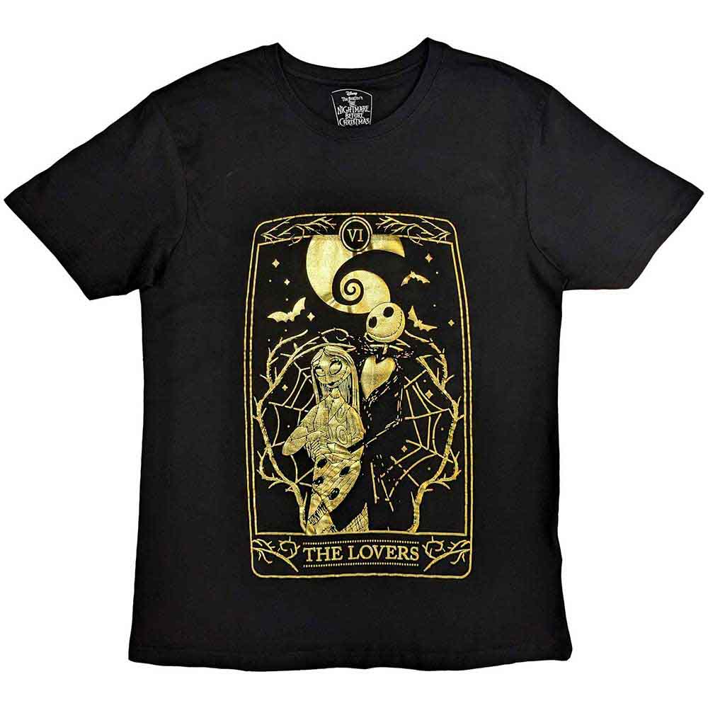 Disney Unisex T-Shirt The Nightmare Before Christmas Jack & Sally Lovers (Embellished) Black (M)