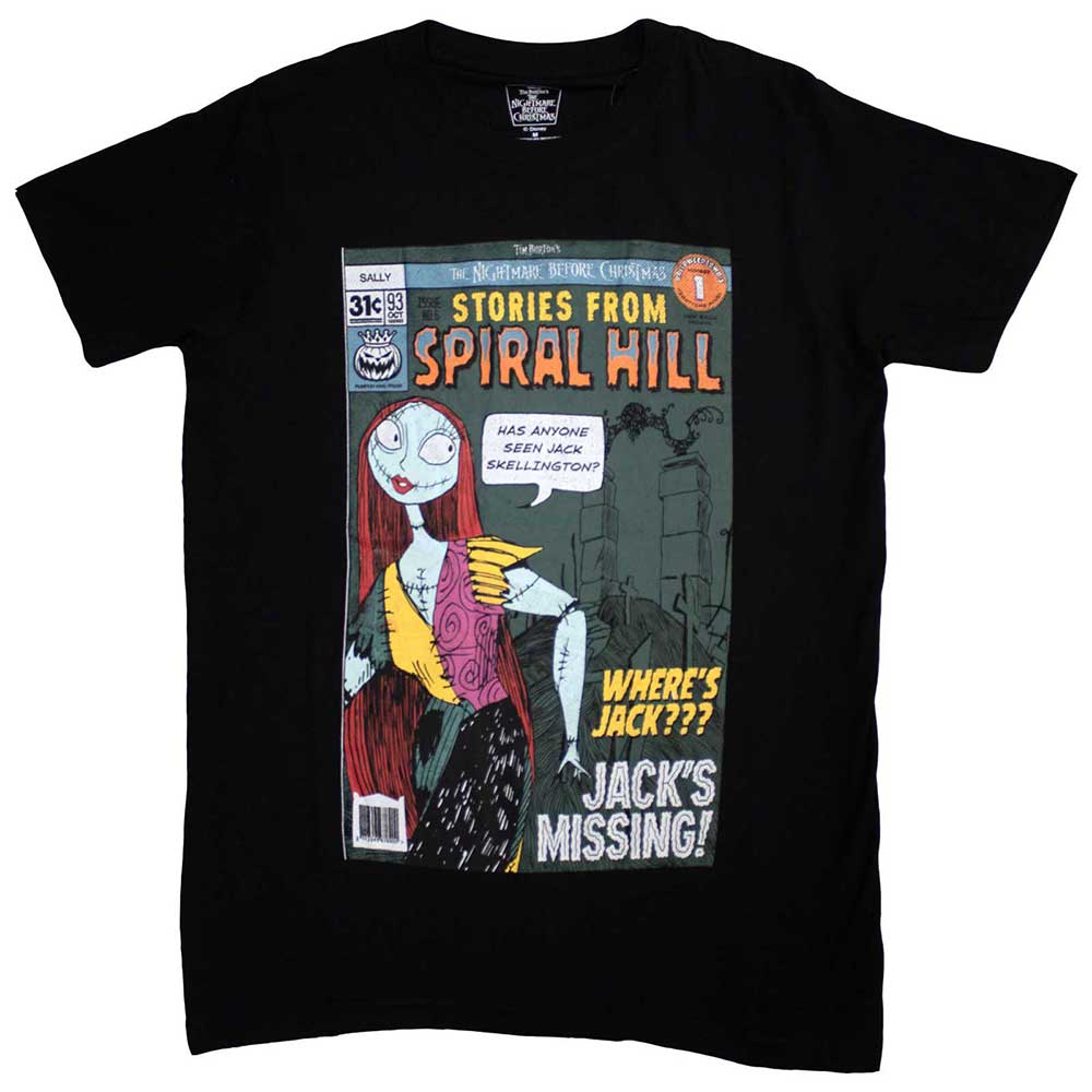 Disney Unisex T-Shirt The Nightmare Before Christmas Spiral Hill Sally Black (M)