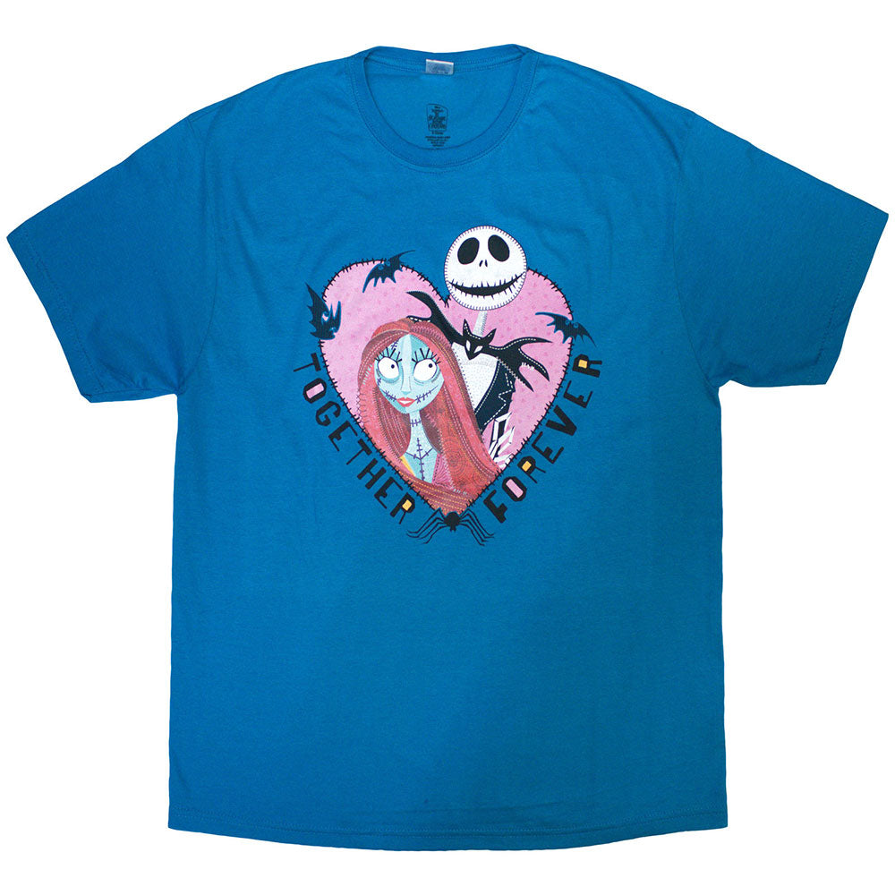 Disney Unisex T-Shirt The Nightmare Before Christmas Jack & Sally Together Forever Blue (M)