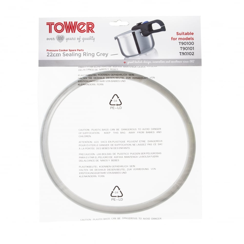 Tower TS1001 22cm Sealing Ring Grey for T90100/T90101/T90102 Pressure Cooker
