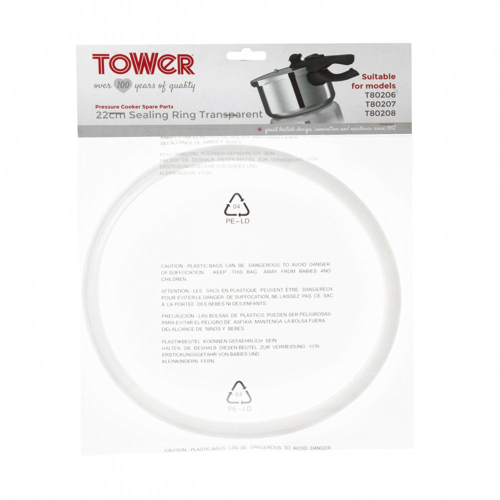 Tower TS1005 22cm Sealing Ring Transparent for T80206/T80207/T80208 Pressure Cooker
