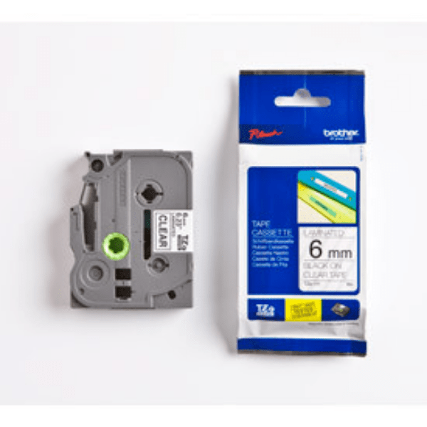 Brother TZE-111 PTouch Label Tape Black on Clear 6mm x 8m
