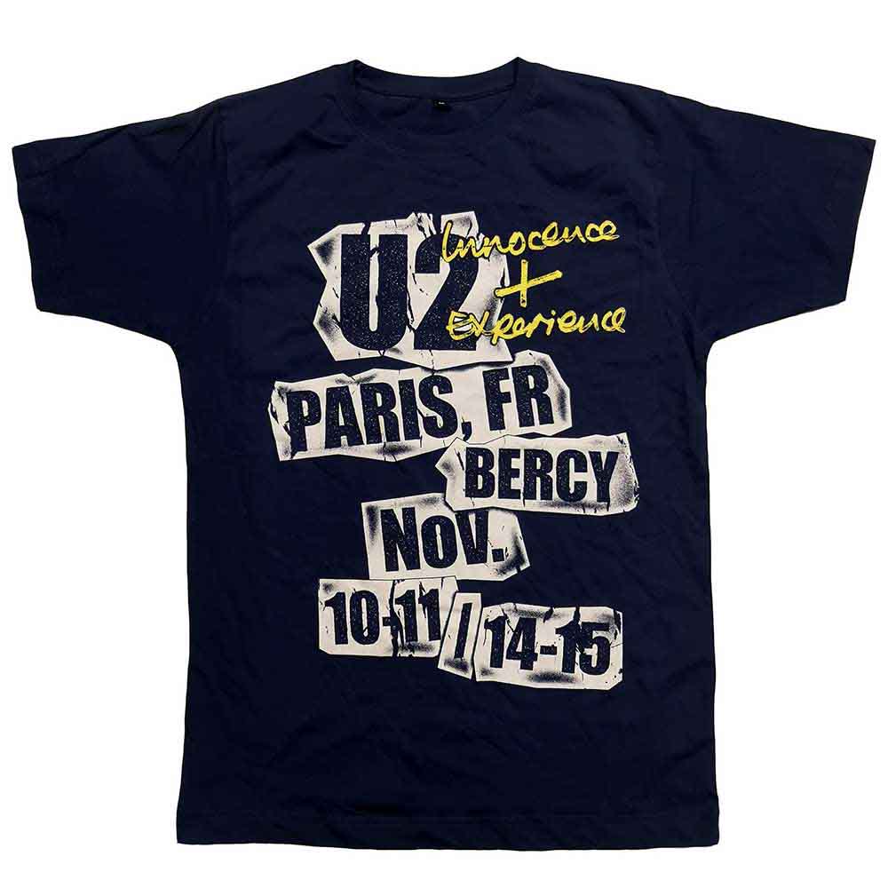 U2 Unisex T-Shirt I+E Paris Event 2018 (Back Print) Blue (XL)