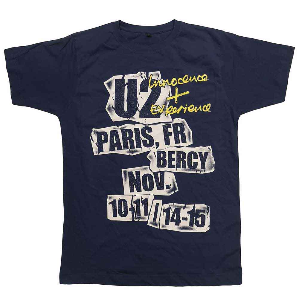 U2 Unisex T-Shirt I+E Paris Event 2015 (Back Print) Navy Blue (XXL)