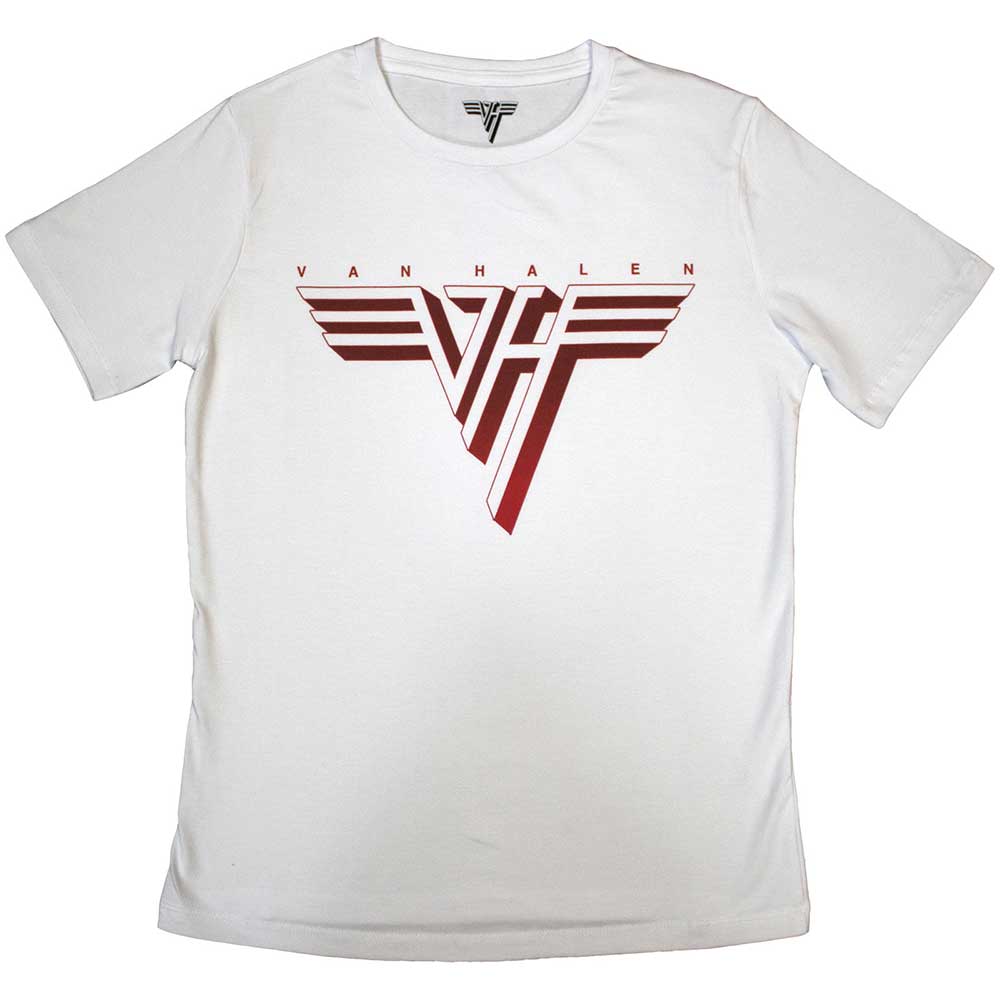 Van Halen Ladies T-Shirt Classic Red Logo White (L)