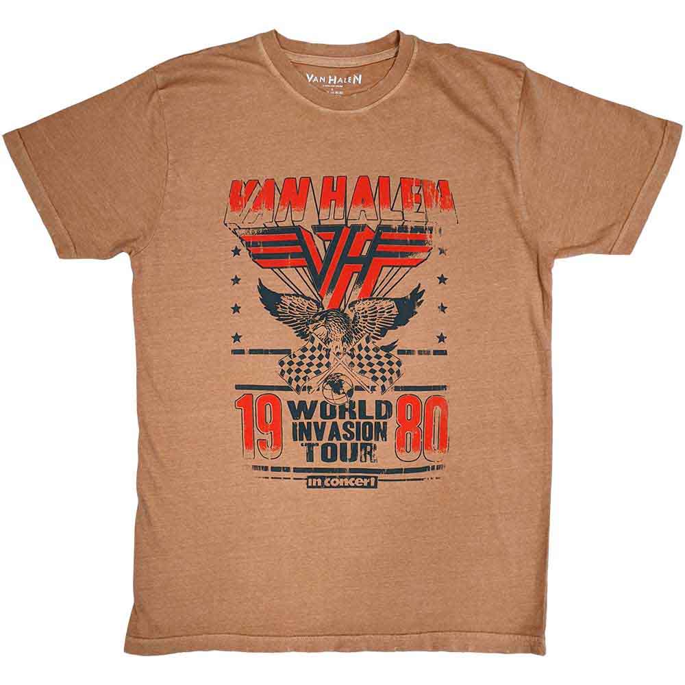 Van Halen Unisex T-Shirt World Invasion (Distressed) Pink (M)