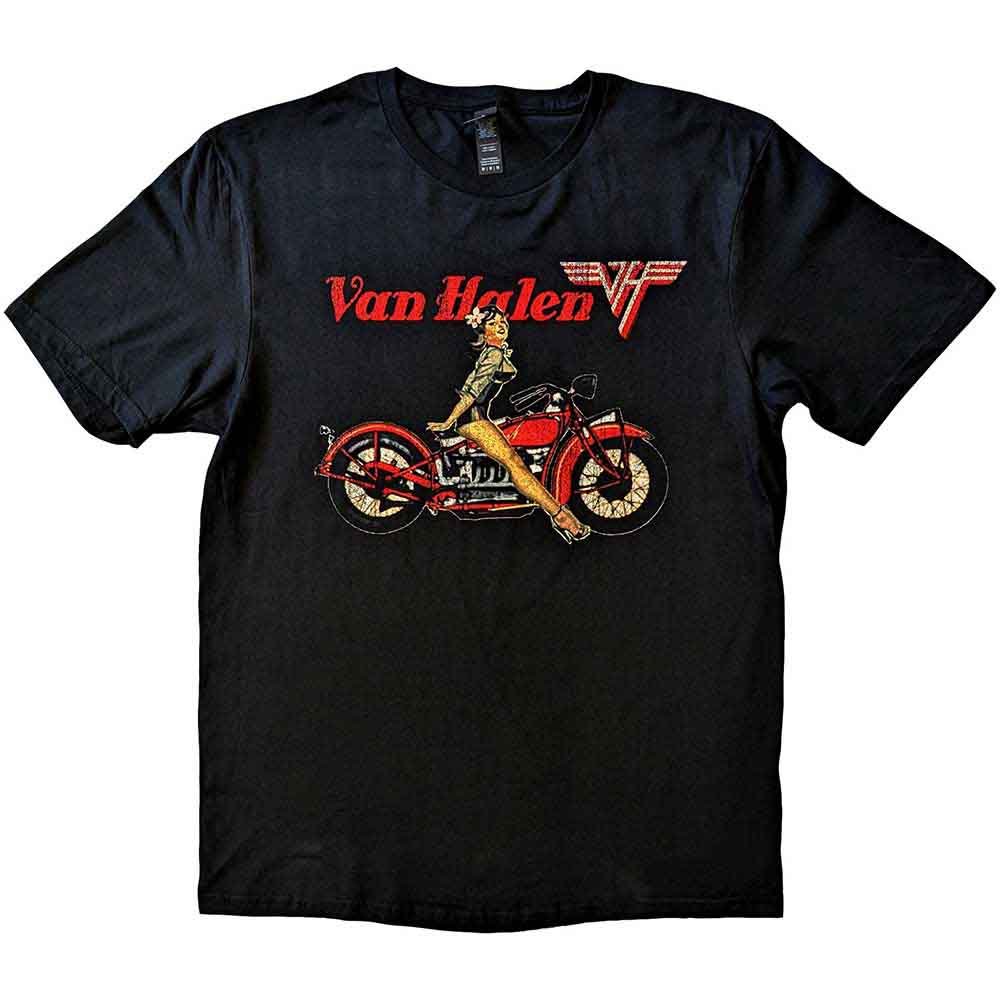 Van Halen Unisex T-Shirt Pin-up Motorcycle Black (XL)