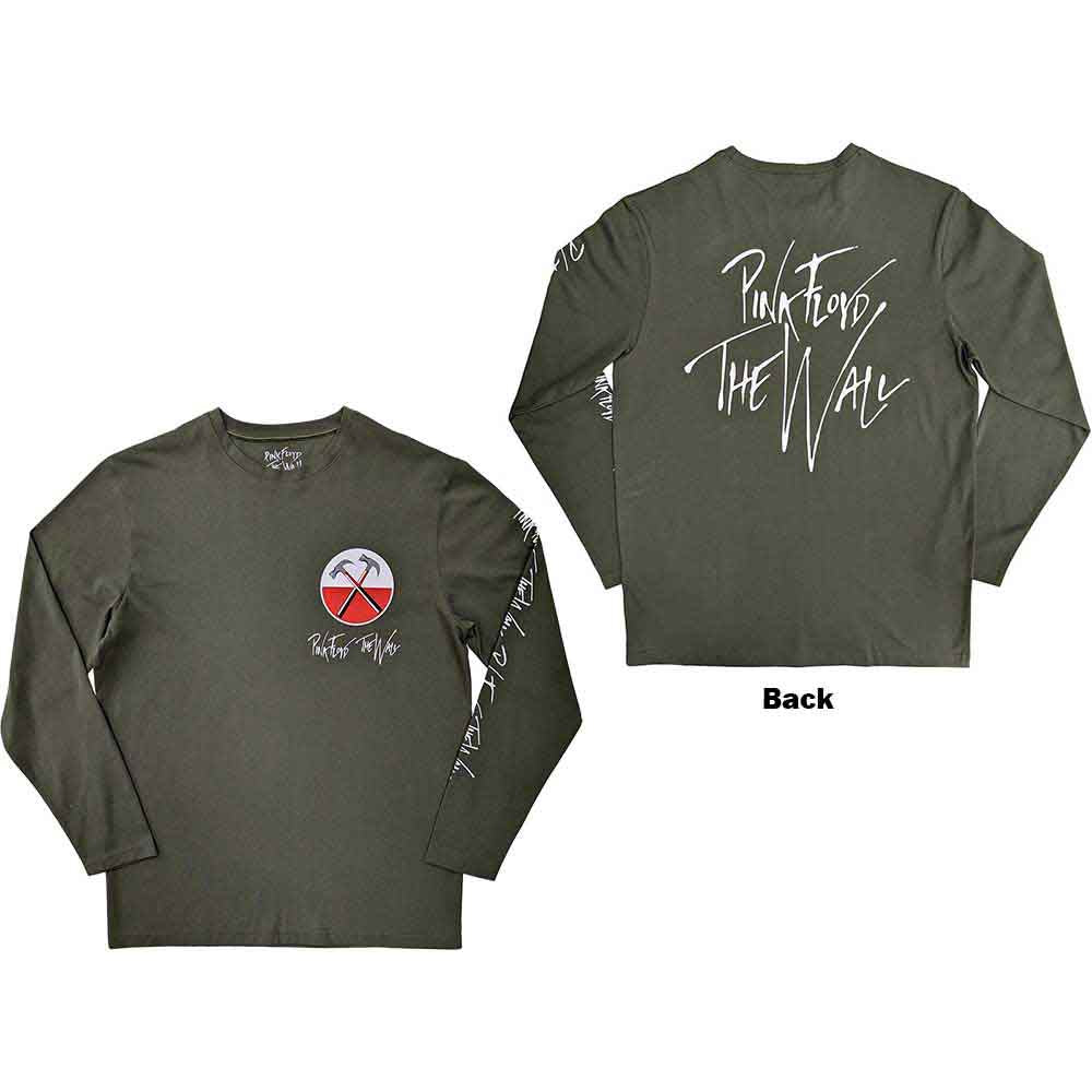 Pink Floyd Unisex Long Sleeve T-Shirt The Wall Hammers Logo Green (XXL)