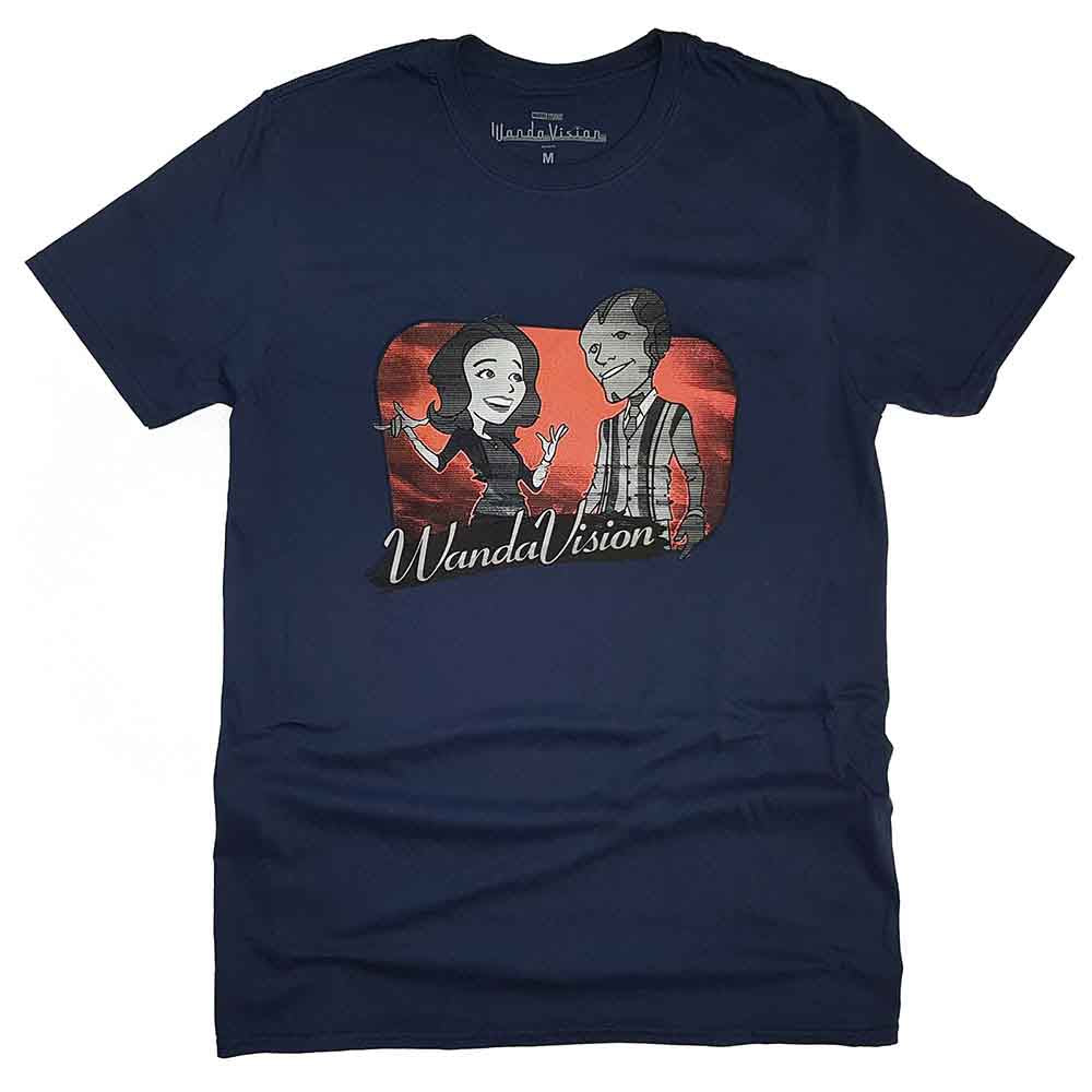 Marvel Comics Unisex T-Shirt WandaVision Red Logo Cartoon Navy Blue (S)
