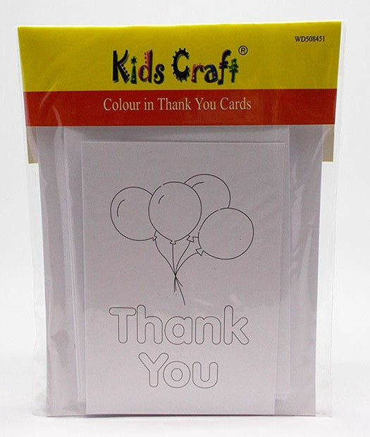 Kids Craft Colour-In Thank you Cards (8pk)