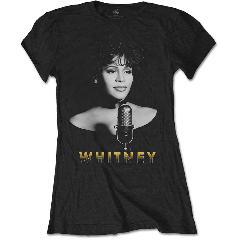 Whitney Houston Ladies T-Shirt Black & White Photo Black (XL)