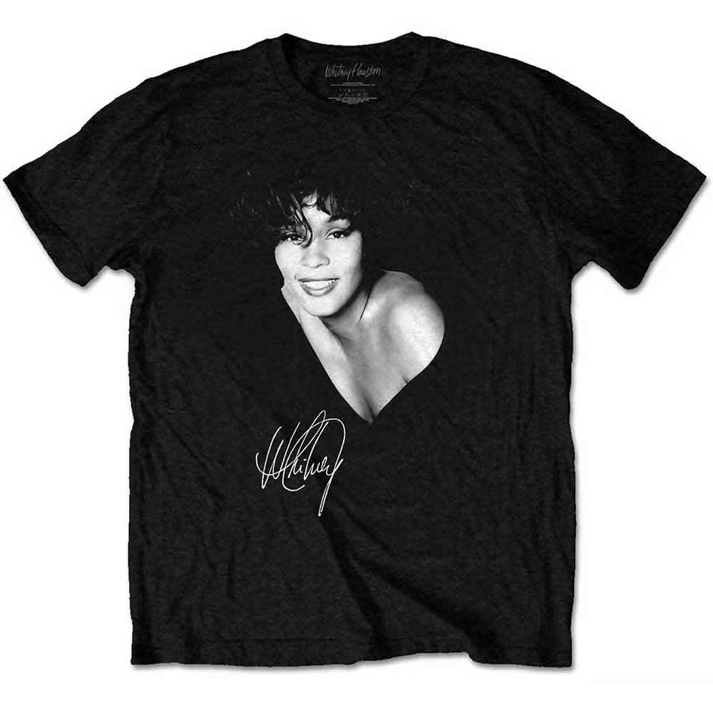 Whitney Houston Unisex T-Shirt B&W Photo Black (XXL)