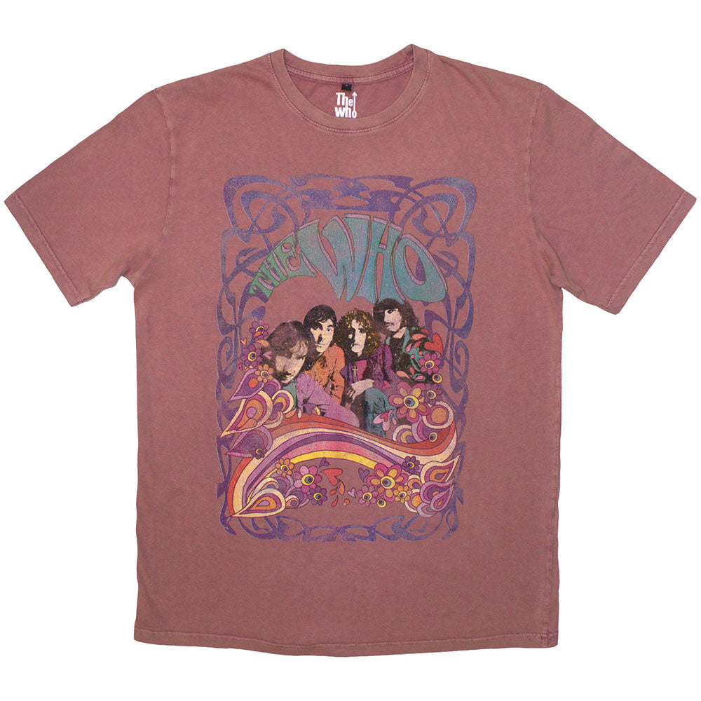 The Who Unisex Stone Wash T-Shirt Psych Floral Red (S)