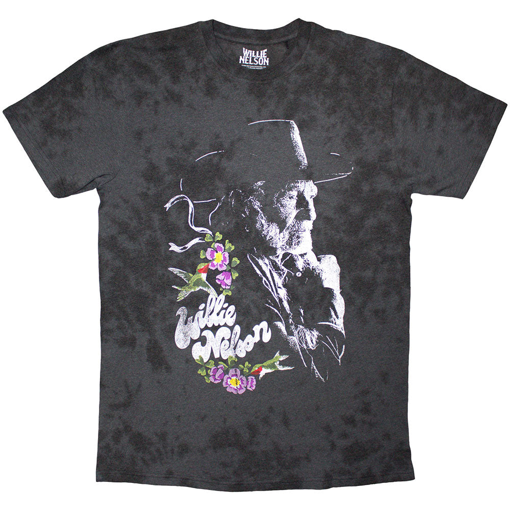 Willie Nelson Unisex T-Shirt Floral Black (Wash Collection) Black (XXL)